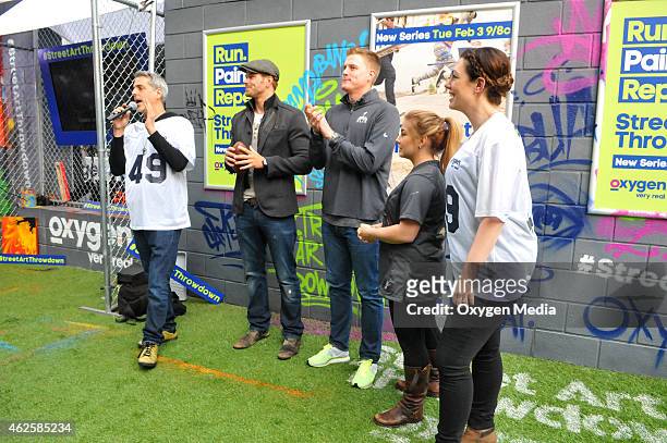 Justin Bua, actor Kellan Lutz, Arizona Cardinals punter Drew Butler, Olympic Gold Medalist Shawn Johnson and Lauren Wagner participate in the 'Oxygen...