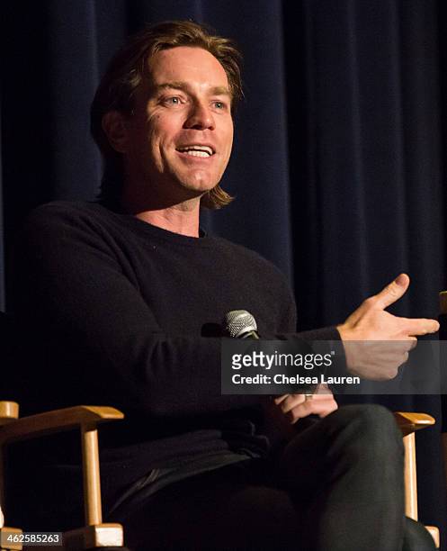 Actor Ewan McGregor speaks at the "August: Osage County" SAG Awards special screening at Harmony Gold Theatre on January 13, 2014 in Los Angeles,...