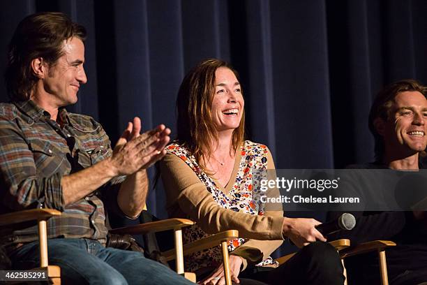 Actors Dermot Mulroney, Julianne Nicholson and Ewan McGregor speak at the "August: Osage County" SAG Awards special screening at Harmony Gold Theatre...