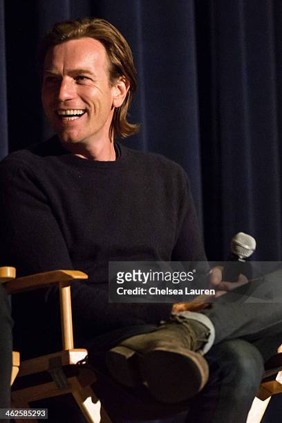 Actor Ewan McGregor speaks at the "August: Osage County" SAG Awards special screening at Harmony Gold Theatre on January 13, 2014 in Los Angeles,...