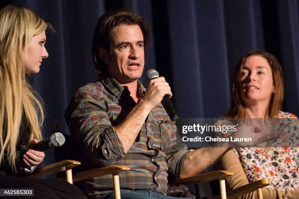 Actors Abigail Breslin, Dermot Mulroney and Julianne Nicholson speak at the "August: Osage County" SAG Awards special screening at Harmony Gold...