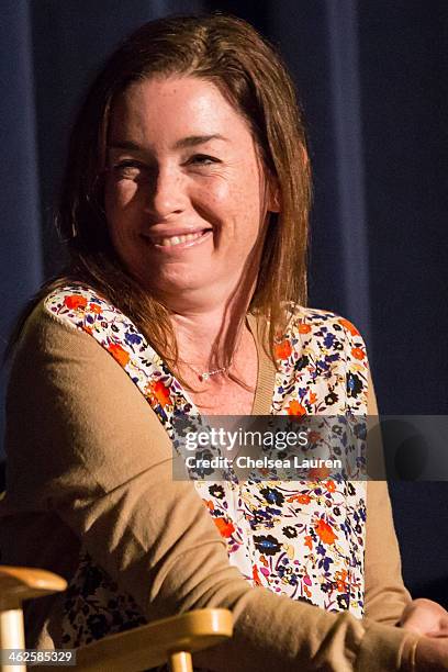 Actress Julianne Nicholson speaks at the "August: Osage County" SAG Awards special screening at Harmony Gold Theatre on January 13, 2014 in Los...