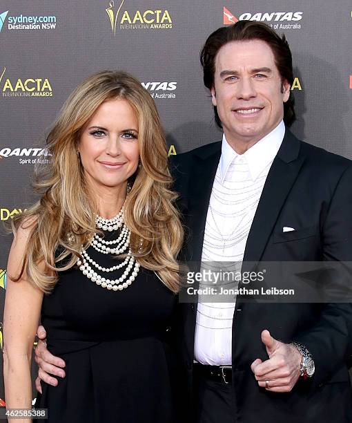 Actors Kelly Preston and John Travolta attend the 2015 G'Day USA GALA featuring the AACTA International Awards presented by QANTAS at Hollywood...