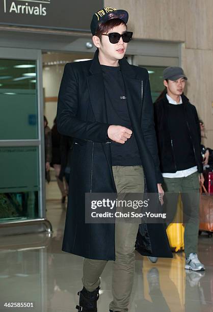 Jang Keun-Suk is seen at Gimpo International Airport on January 11, 2014 in Seoul, South Korea.