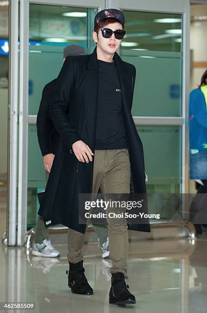 Jang Keun-Suk is seen at Gimpo International Airport on January 11, 2014 in Seoul, South Korea.