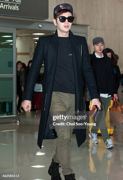 Jang Keun-Suk is seen at Gimpo International Airport on January 11, 2014 in Seoul, South Korea.