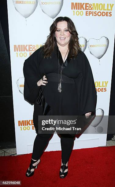 Melissa McCarthy arrives at the "Mike & Molly" celebrates 100 episodes held at Cicada on January 31, 2015 in Los Angeles, California.