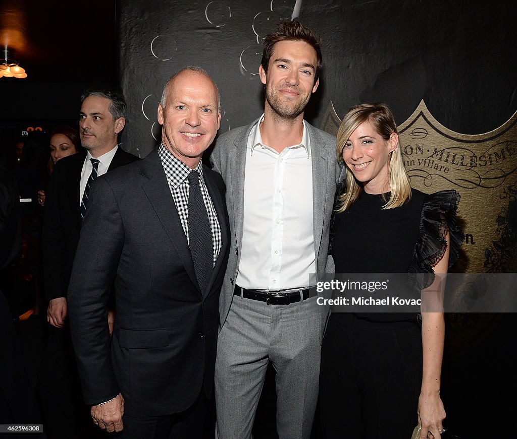 Actor Michael Keaton, songwriter Sean Douglas, and Rachel Bartov