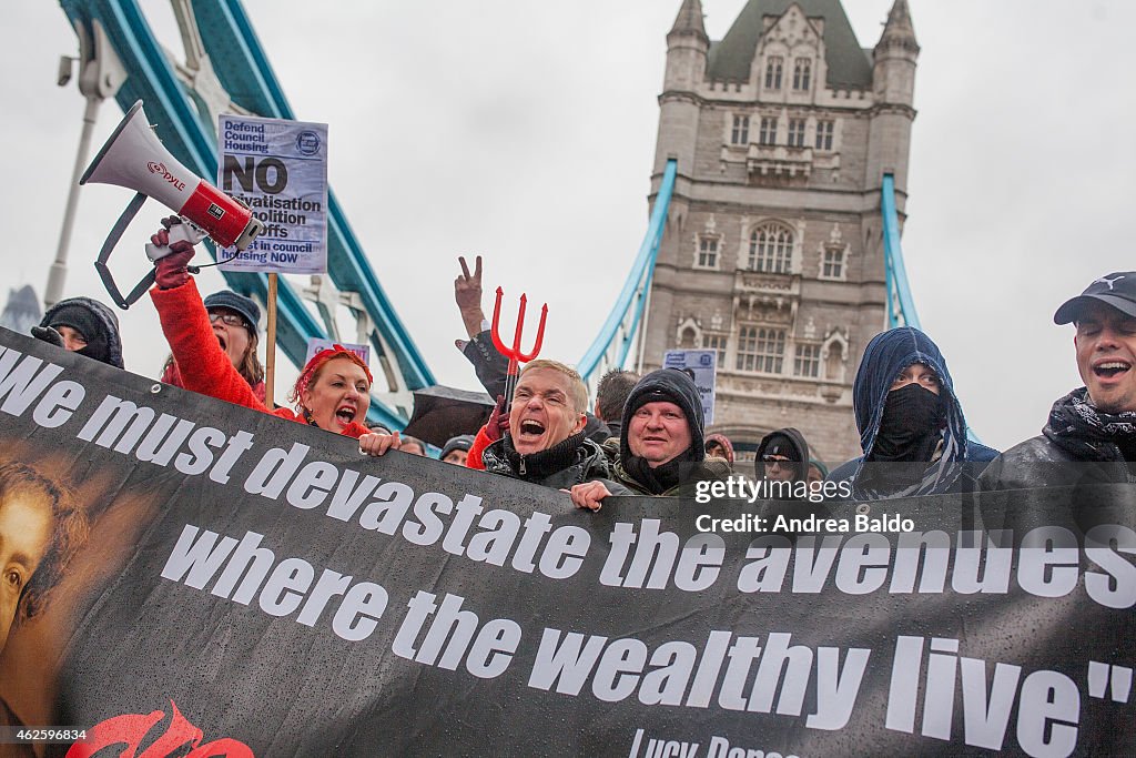 People are marching, during the demonstration against...