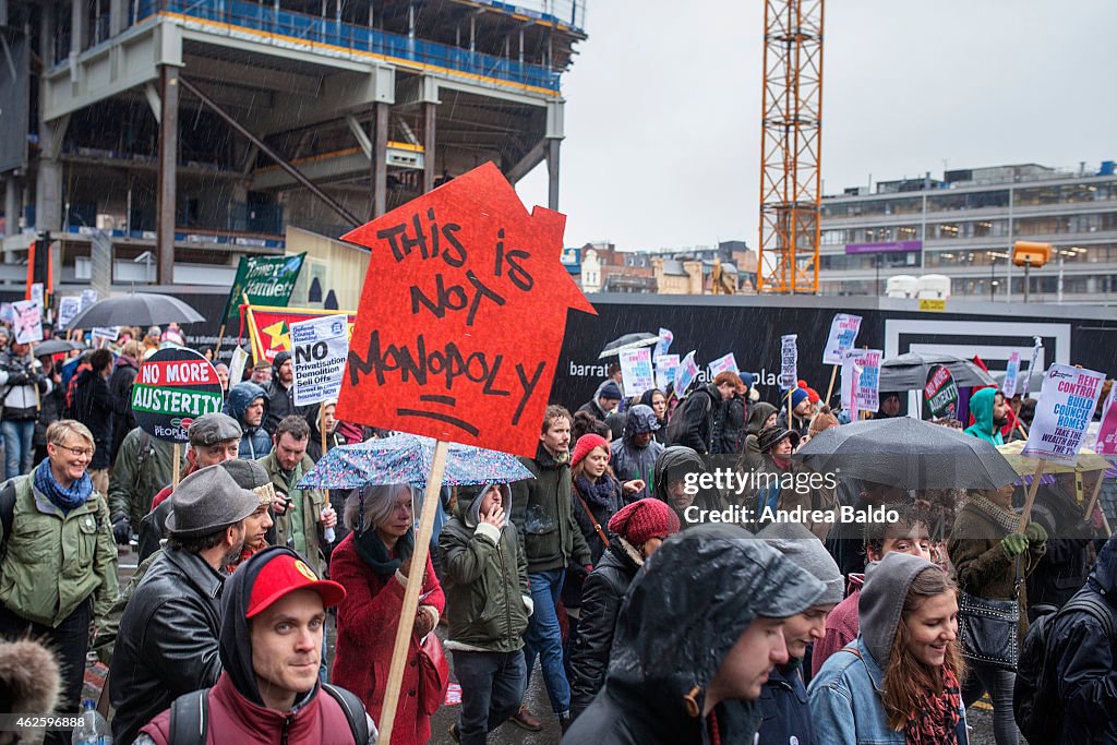 People are marching, during the demonstration against...