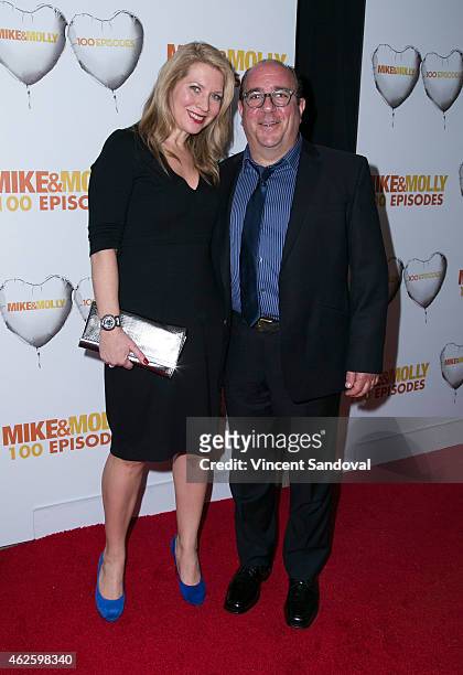 Actor Louis Mustillo and guest attend the "Mike & Molly" 100 episodes celebration at Cicada on January 31, 2015 in Los Angeles, California.