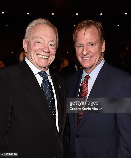 Dallas Cowboys owner Jerry Jones and NFL Commissioner Roger Goodell attend the 4th Annual NFL Honors at Phoenix Convention Center on January 31, 2015...