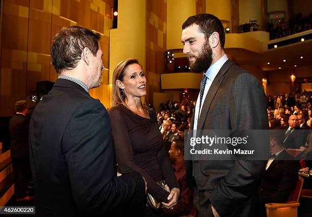 Retired NFL player Steve Young, Barb Young, and NFL player Andrew Luck attend the 4th Annual NFL Honors at Phoenix Convention Center on January 31,...