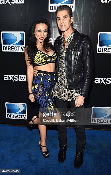 Dancer Etty Lau Farrell and singer Perry Farrell of Jane's Addiction attend DirecTV Super Saturday Night hosted by Mark Cuban's AXS TV and Pro...