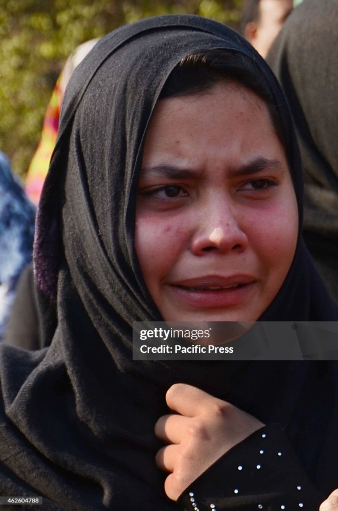 Pakistani Shiite Muslim  weeps at the funeral of suicide...