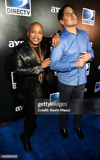 Businessmen Daymond John and Mark Cuban attend DirecTV Super Saturday Night hosted by Mark Cuban's AXS TV and Pro Football Hall of Famer Michael...