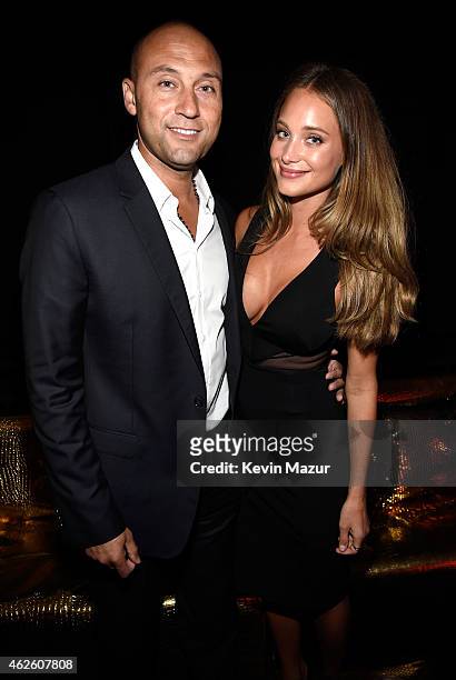 Retired Major League Baseball player Derek Jeter and model Hannah Davis attend DirecTV Super Saturday Night hosted by Mark Cuban's AXS TV and Pro...