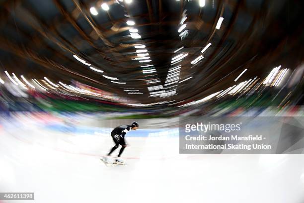 Reyon Kay of New Zealand competes in the 1500m Men Division B on day 2 of the ISU Speed Skating World Cup at the Hamar Olympic Hall on February 1,...