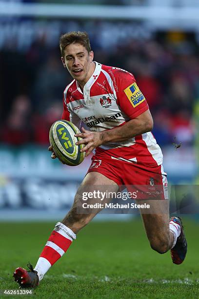 Aled Thomas of Gloucester during the LV=Cup match between Gloucester Rugby and Ospreys at Kingsholm Stadium on January 31, 2015 in Gloucester,...