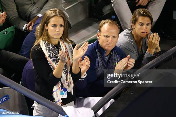 Girlfriend of Andy Murray, Kim Sears and Coach of Andy Murray, Amelie Mauresmo watch him in his men's final match against Novak Djokovic of Serbia...