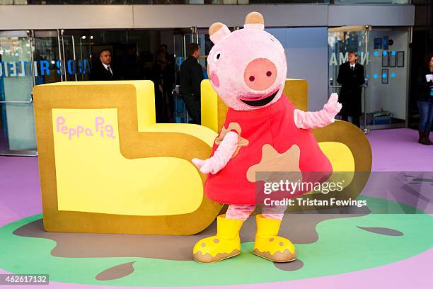 Peppa Pig character attends the premiere of 'Peppa Pig: The Golden Boots' at Odeon Leicester Square on February 1, 2015 in London, England.