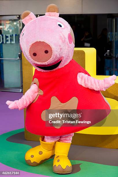 Peppa Pig character attends the premiere of 'Peppa Pig: The Golden Boots' at Odeon Leicester Square on February 1, 2015 in London, England.