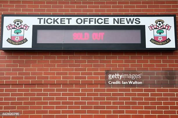 The Southampton ticket office indicates all tickets have been sold for the fixture during the Barclays Premier League match between Southampton and...