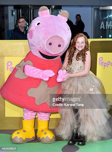 Harley Bird attends the UK premiere of "Peppa Pig: The Golden Boots" at Odeon Leicester Square on February 1, 2015 in London, England.
