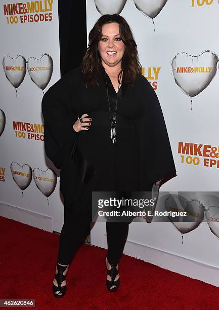 Actress Melissa McCarthy attends CBS's "Mike & Molly" 100th Episode celebration at Cicada on January 31, 2015 in Los Angeles, California.