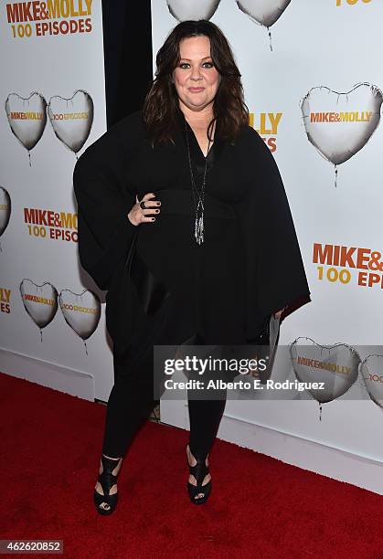 Actress Melissa McCarthy attends CBS's "Mike & Molly" 100th Episode celebration at Cicada on January 31, 2015 in Los Angeles, California.