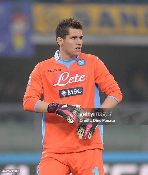 Rafael Cabral Barbosa goalkeeper of SSC Napoli looks on during the Serie A match between Hellas Verona FC and SSC Napoli at Stadio Marc'Antonio...