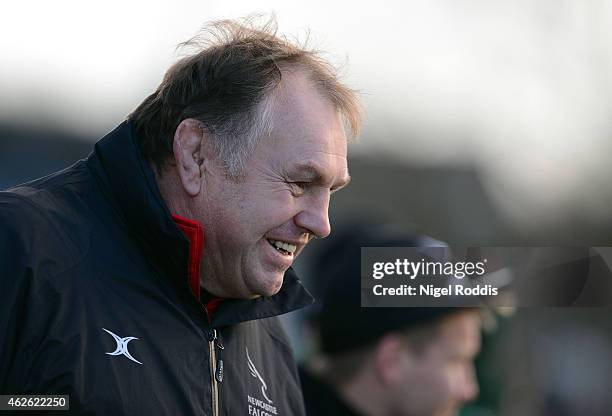 Director of Rugby Dean Richards of Newcastle Falcons looks on ahead of the LV Cup rugby match between Newcastle Falcons and Sale Sharks at Kingston...