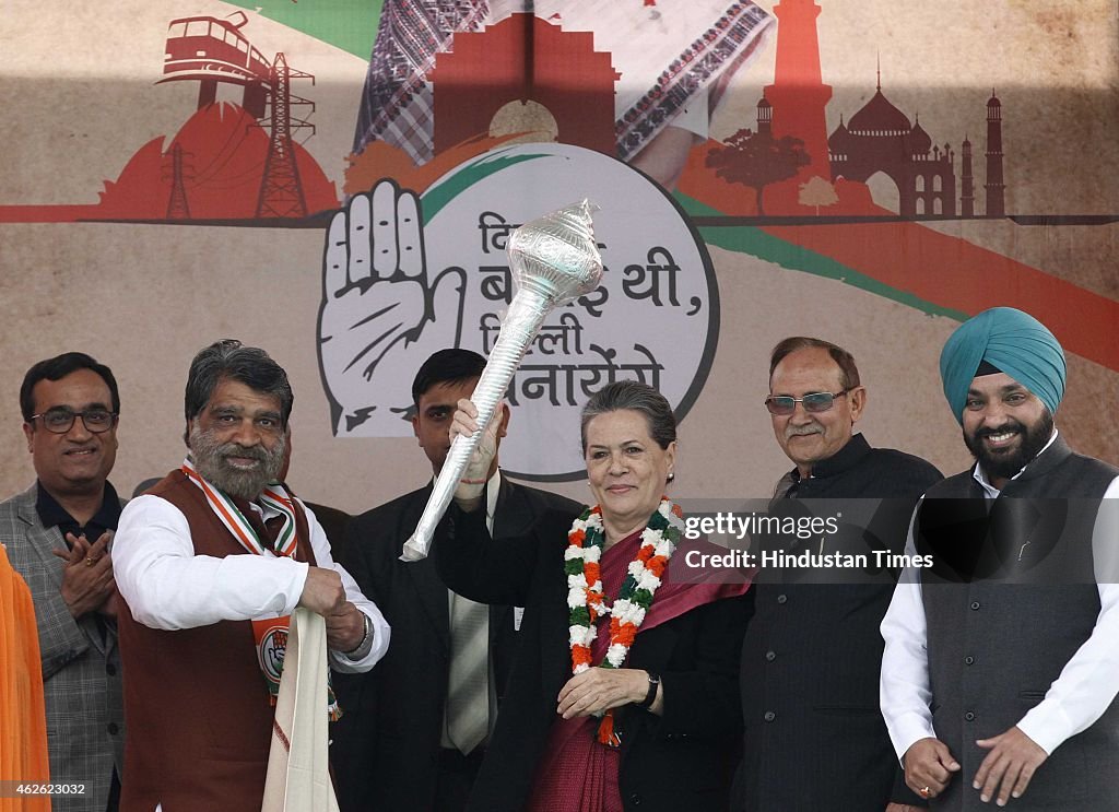 Congress President Sonia Gandhi Addresses An Election Rally In Delhi