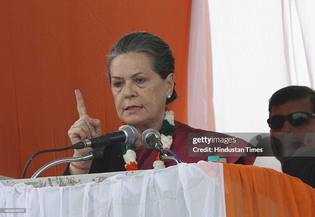 Congress President Sonia Gandhi Addresses An Election Rally In Delhi