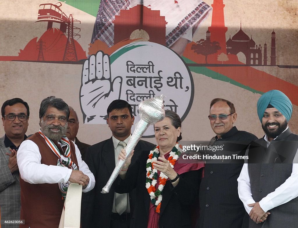 Congress President Sonia Gandhi Addresses An Election Rally In Delhi