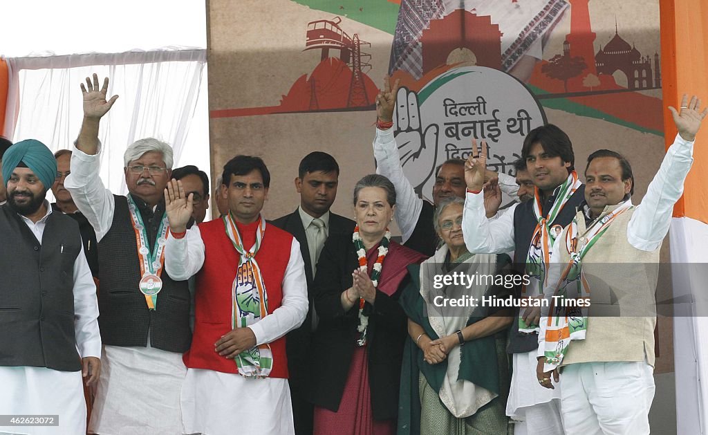 Congress President Sonia Gandhi Addresses An Election Rally In Delhi