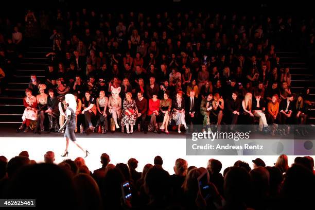 The front row during the Rebekka Ruetz show during Mercedes-Benz Fashion Week Autumn/Winter 2014/15 at Brandenburg Gate on January 14, 2014 in...