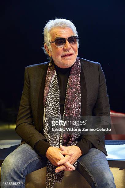 Roberto Cavalli attends the Roberto Cavalli show as a part of Milan Fashion Week Menswear Autumn/Winter 2014 on January 14, 2014 in Milan, Italy.