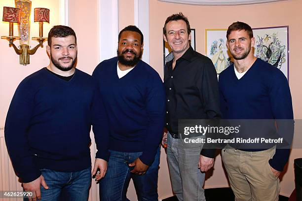 Player Uini Atonio and Jean-Luc Reichmann attend France Rugby Team for '2015, 6 Nations Tournament' is Guest of Honor at Hibernatus Theater Play on...