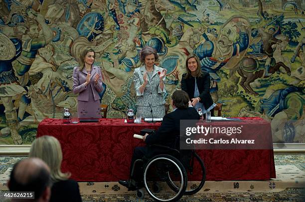 Princess Letizia of Spain , Queen Sofia of Spain and Spanish Minister of Health, Social services and Equality Ana Mato attend the "Civil Awards Order...