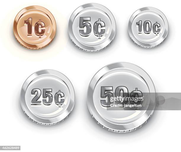 ilustraciones, imágenes clip art, dibujos animados e iconos de stock de nosotros monedas de - moneda de veinticinco céntimos