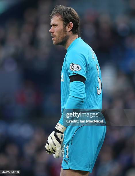 Steve Simonsen of Rangers looks on during the Scottish League Cup Semi-Final football match between Celtic and Rangers at Hampden Park on February...