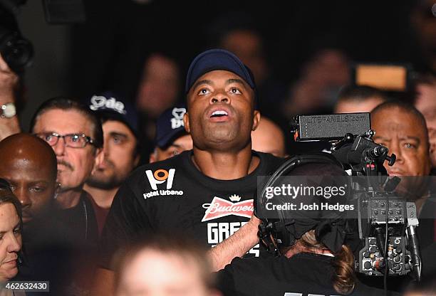 Anderson Silva walks to the Octagon to face Nick Diaz in their middleweight bout during the UFC 183 event at the MGM Grand Garden Arena on January...