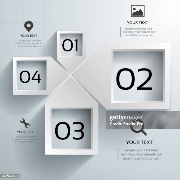 abstract 3d paper infographics template design - square infographic stock illustrations