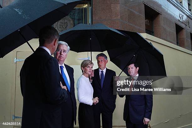 Premier Mike Baird, UK Secretary of State for Defence, Michael Fallon, Australian Minister for Foreign Affairs, Julie Bishop, UK Secretary of State...