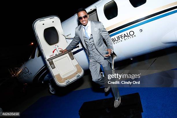 Nick Cannon spotted boarding Buffalo David Bitton's jet at the Maxim Party on January 31, 2015 in Phoenix, Arizona.