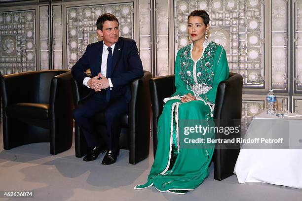 French Prime Minister Manuel Valls and HRH The Princess Lalla Meryem of Morocco who delivers the insignia of the Order of the Throne. Held at...