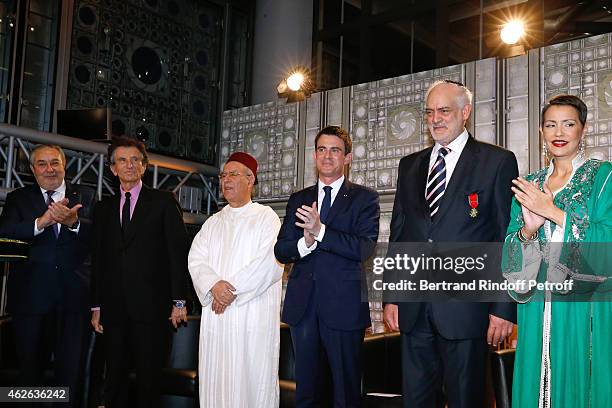 Secretary General of the Jewish Communities of Morocco, Serge Berdugo, President of Institut du Monde Arabe, Jack Lang, Minister of Endowments and...