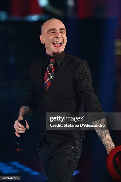 Singer J-Ax performs live at ''Che Tempo Che Fa' TV Show on February 1, 2015 in Milan, Italy.