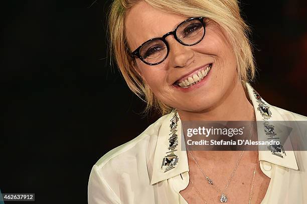 Maria De Filippi attends ''Che Tempo Che Fa' TV Show on February 1, 2015 in Milan, Italy.